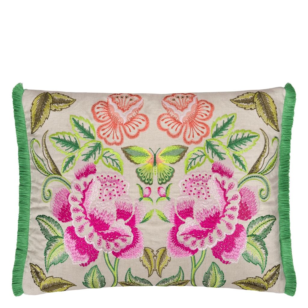 Isabella Embroidered Fuchsia Cushion