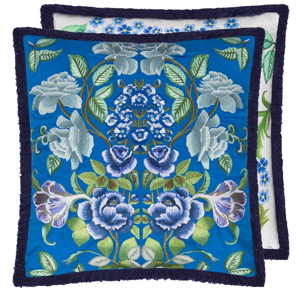 Eleonora Embroidered Cobalt Cushion