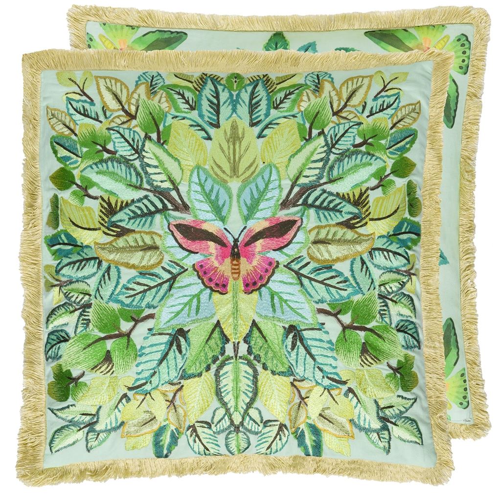 Celastrina Embroidered Turquoise Cushion