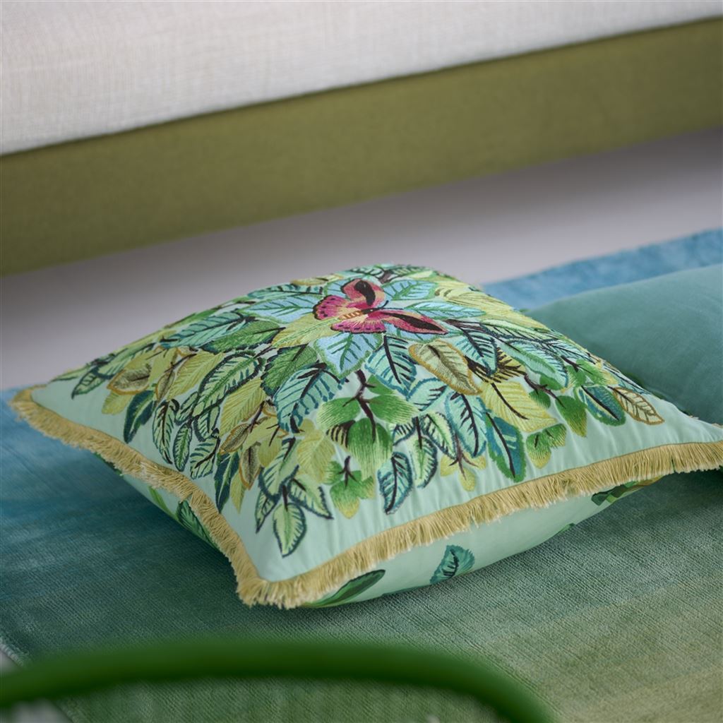 Celastrina Embroidered Turquoise Kissen