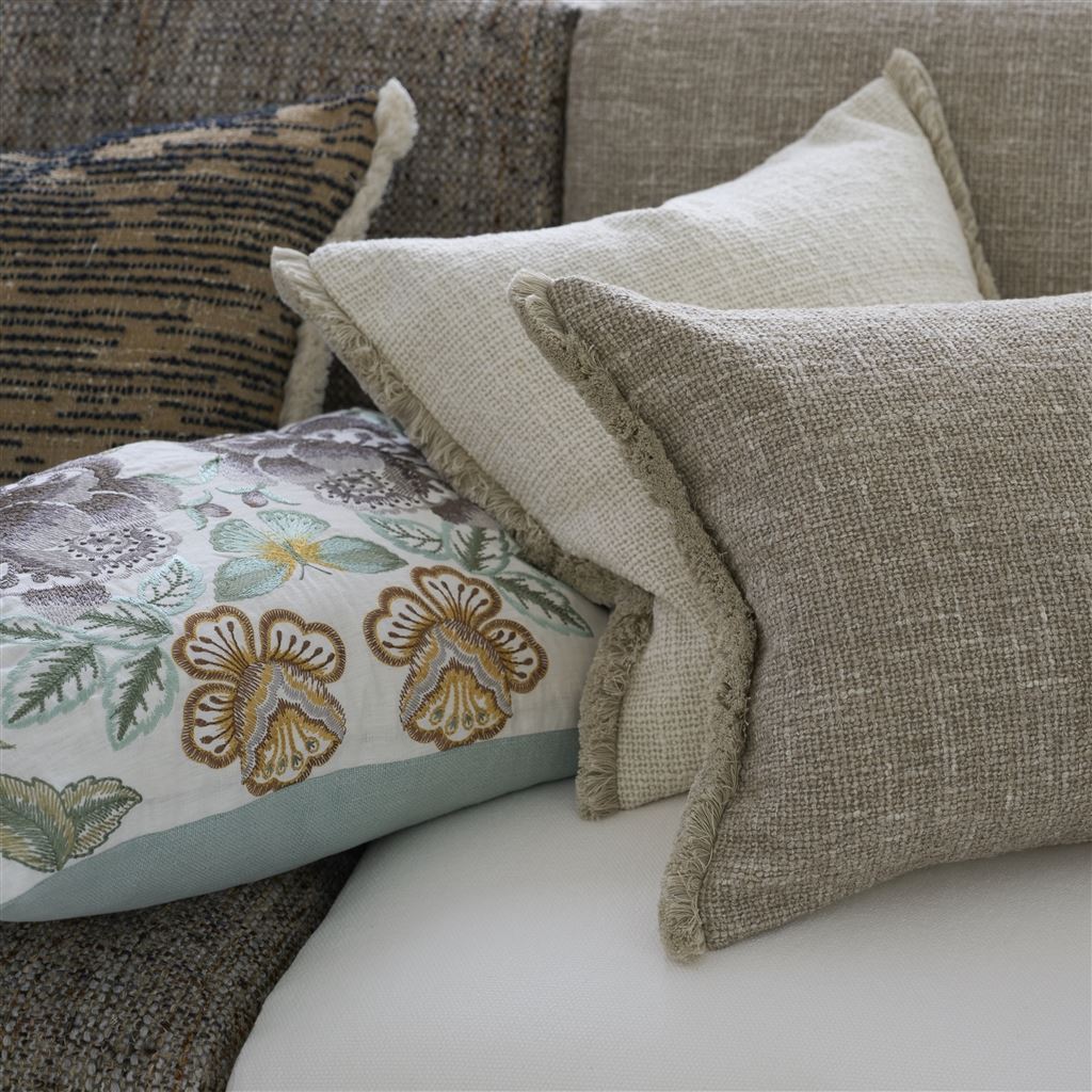 Isabella Embroidered Cameo Linen Cushion