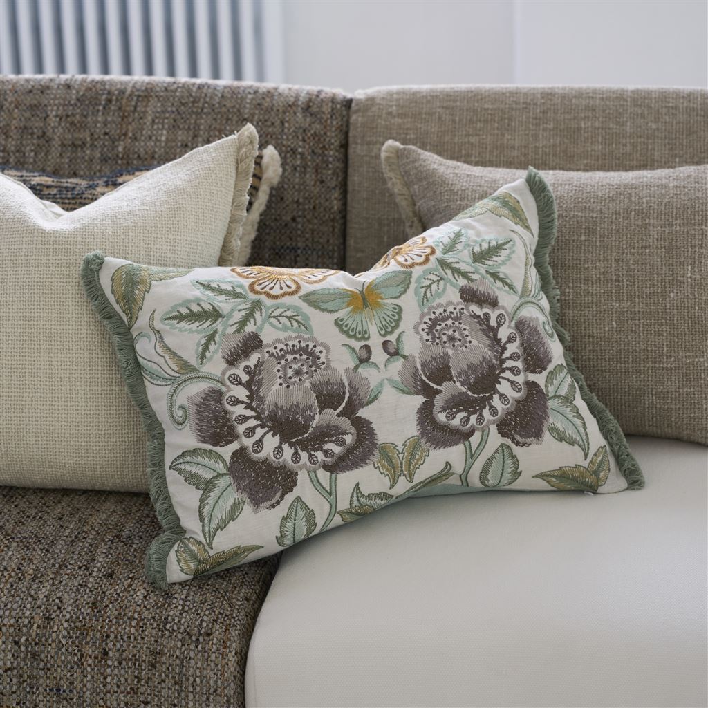 Isabella Embroidered Cameo Linen Cushion