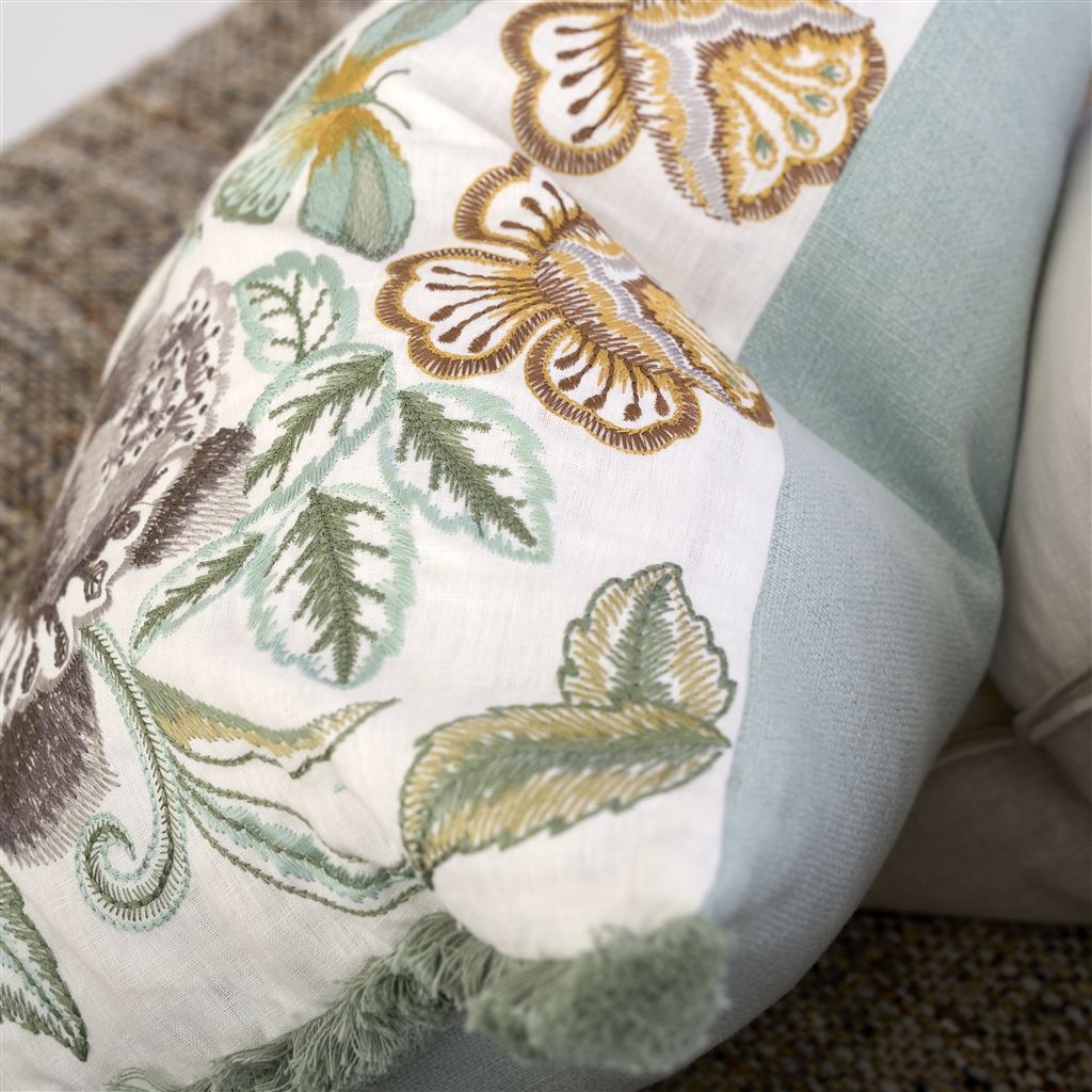 Isabella Embroidered Cameo Linen Cushion