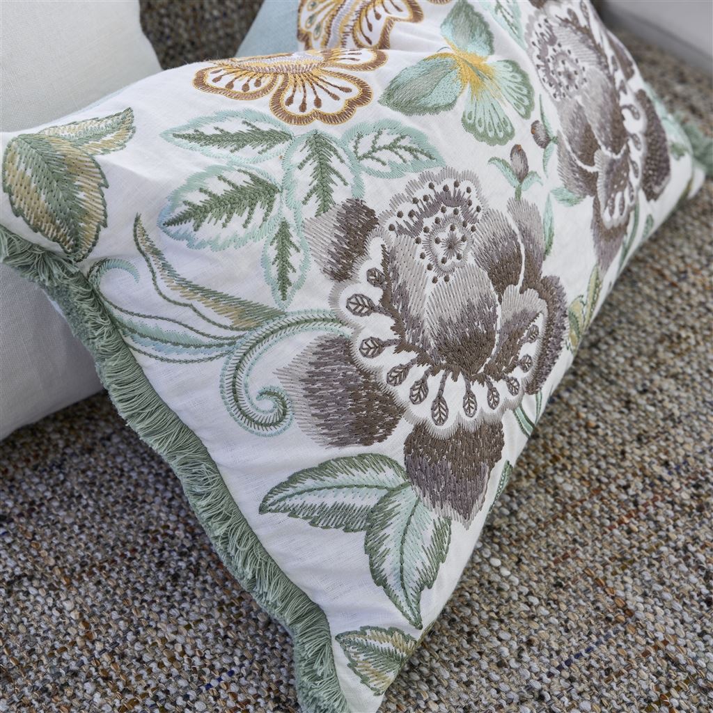 Isabella Embroidered Cameo Linen Cushion