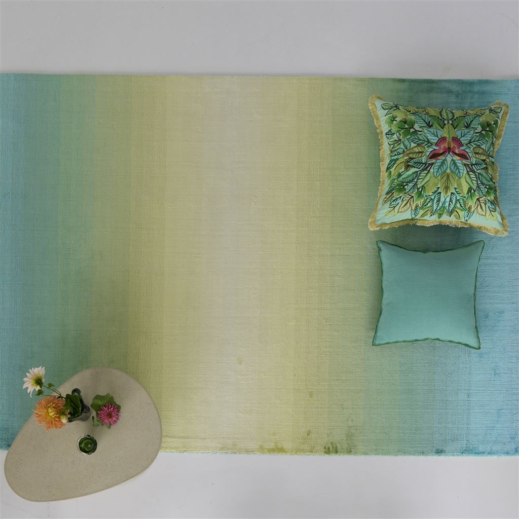 Celastrina Embroidered Turquoise Cotton Cushion