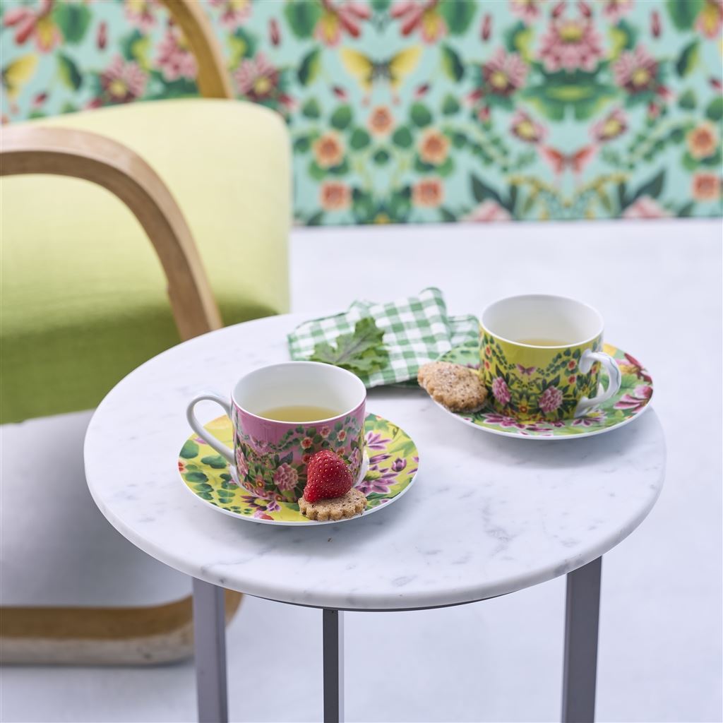 Tasse à thé et soucoupe Ikebana Damask