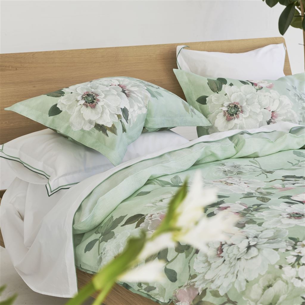 Fleur Blanche Eau De Nil Pure Linen Bed Linen