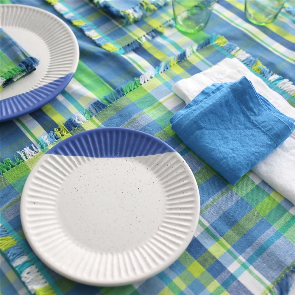 Madrasi Cobalt Cotton Runner, Placemats & Napkins