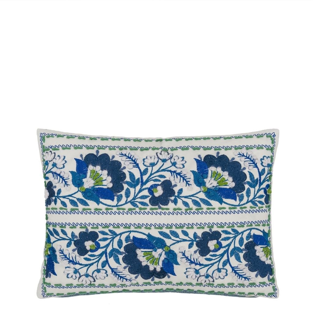 Enamel Flower Indigo Cushion
