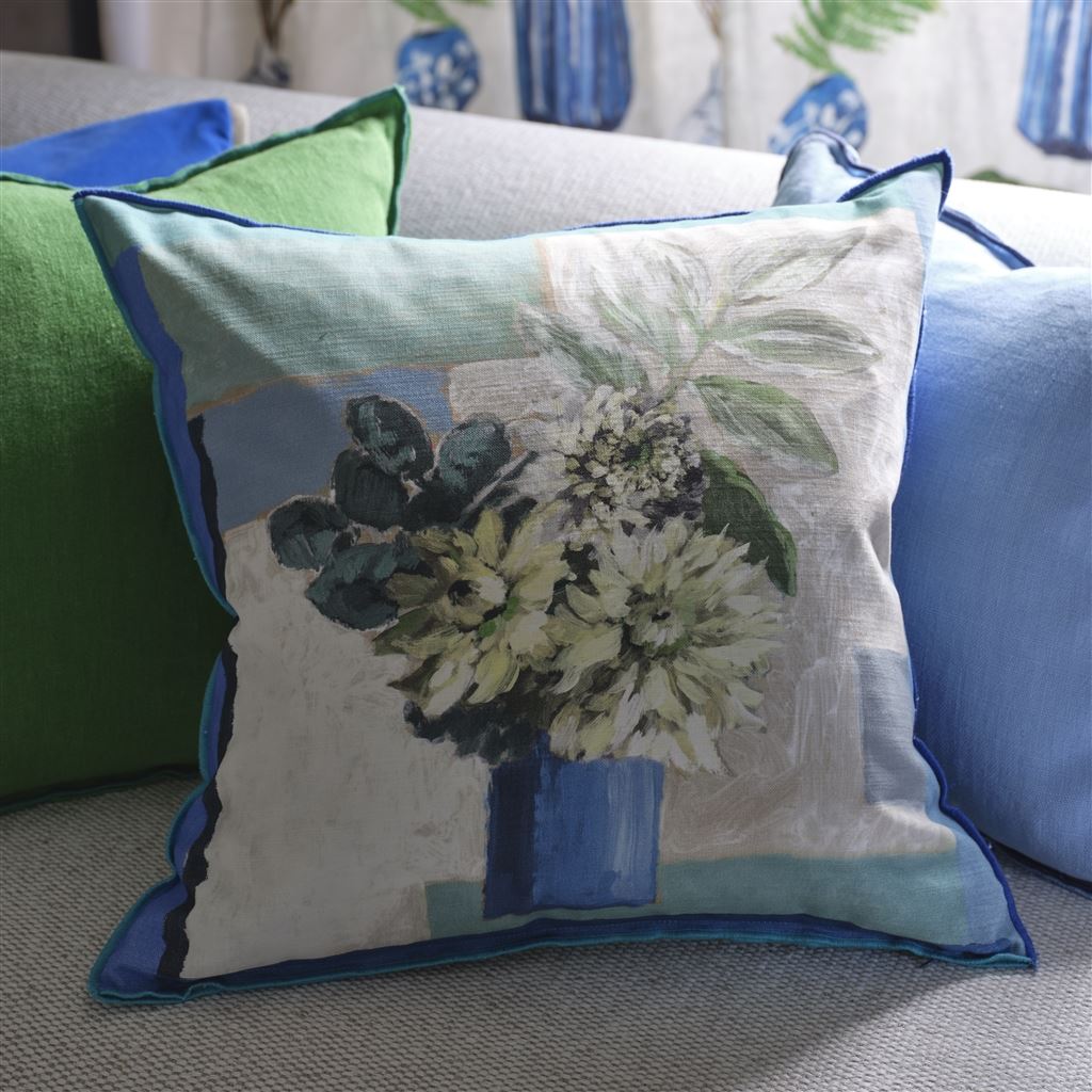 Celadon Vase Delft Cotton Cushion
