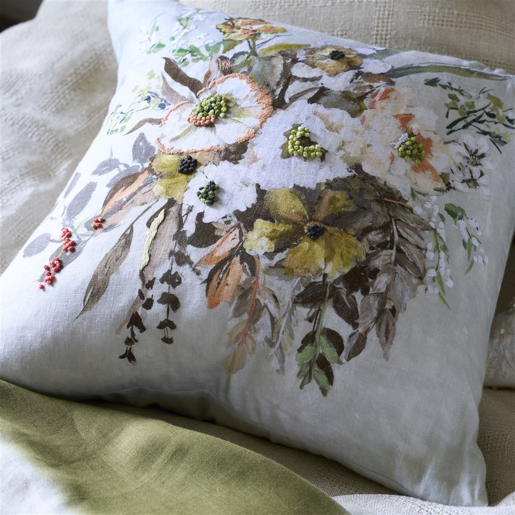 Margaretta Sepia Embroidered Cushion