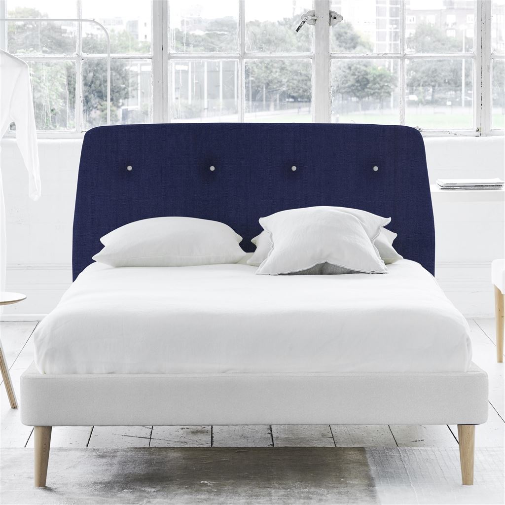 Cosmo Double Headboard - White Buttons - Brera Lino Ultra Marine