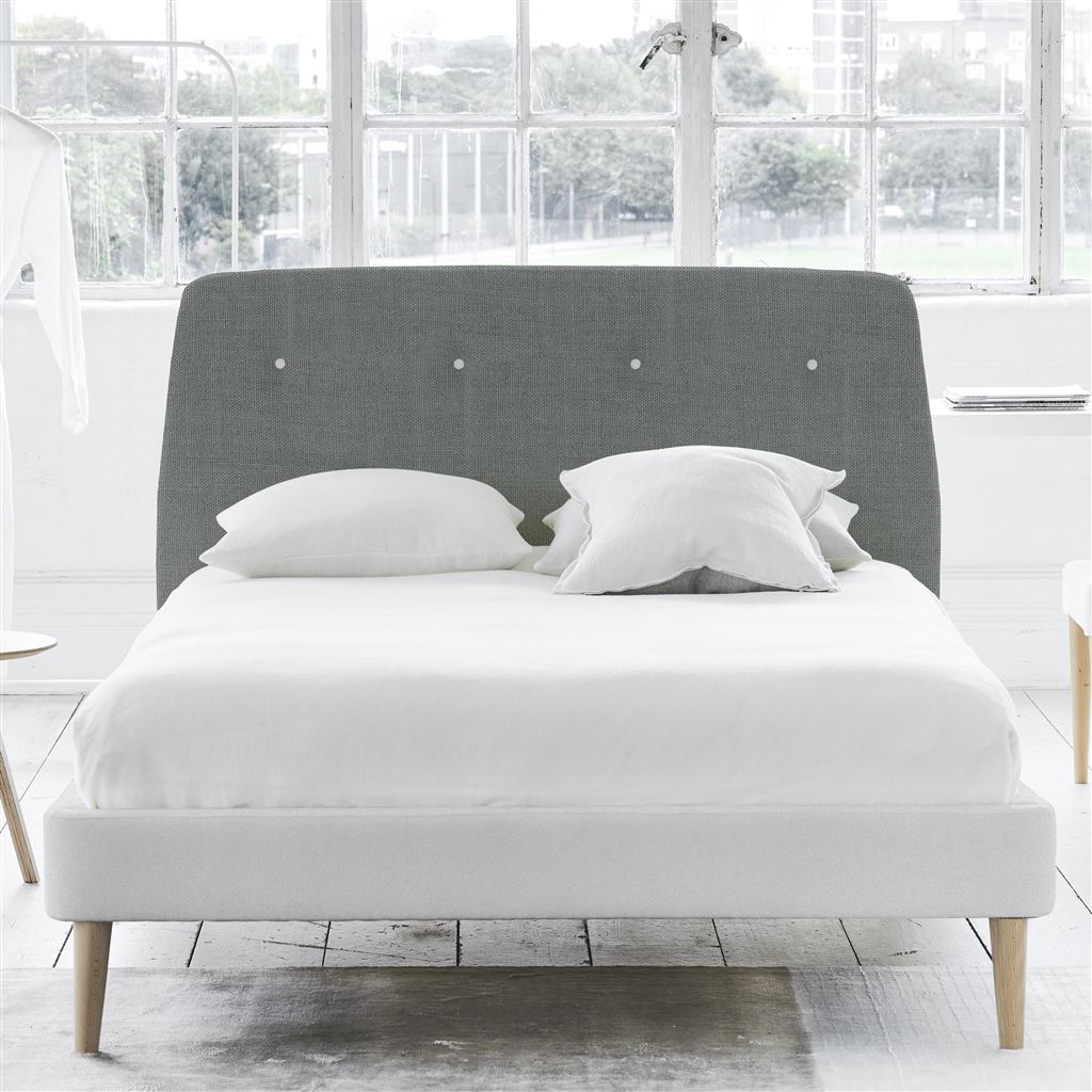 Cosmo Superking Headboard - White Buttons - Brera Lino Zinc