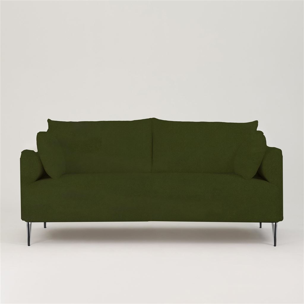 Positano 3 seater - Polished Steel Legs - Cassia Velvet Fern