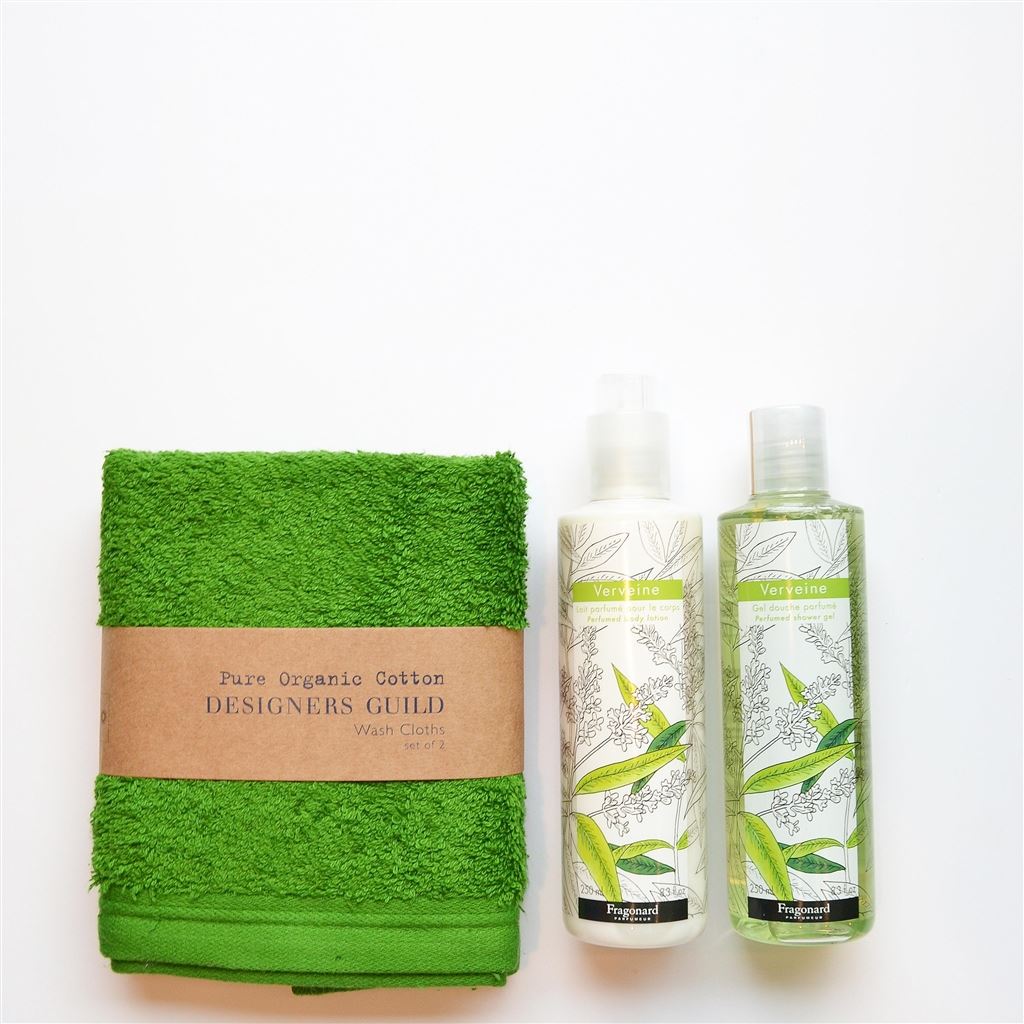 Fern Face Cloth + Verviene Shower Gel & Body Lotion Gift Box