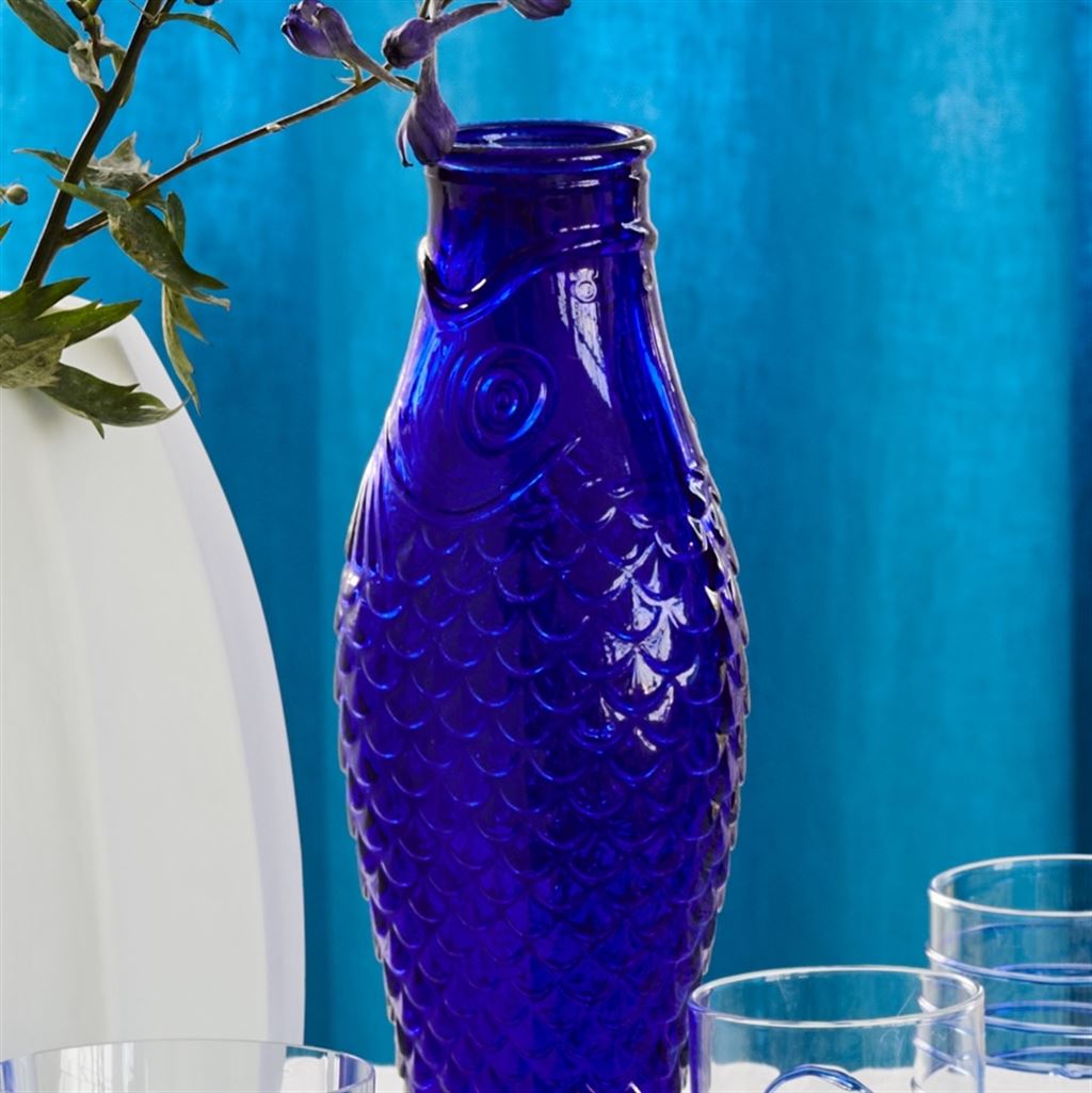 Cobalt Blue Glass Fish Carafe