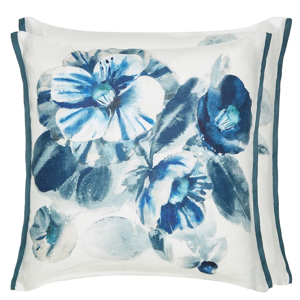 camellia indigo cushion