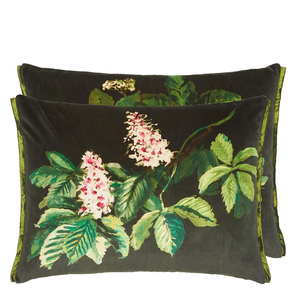 pasqueflower olive cushion