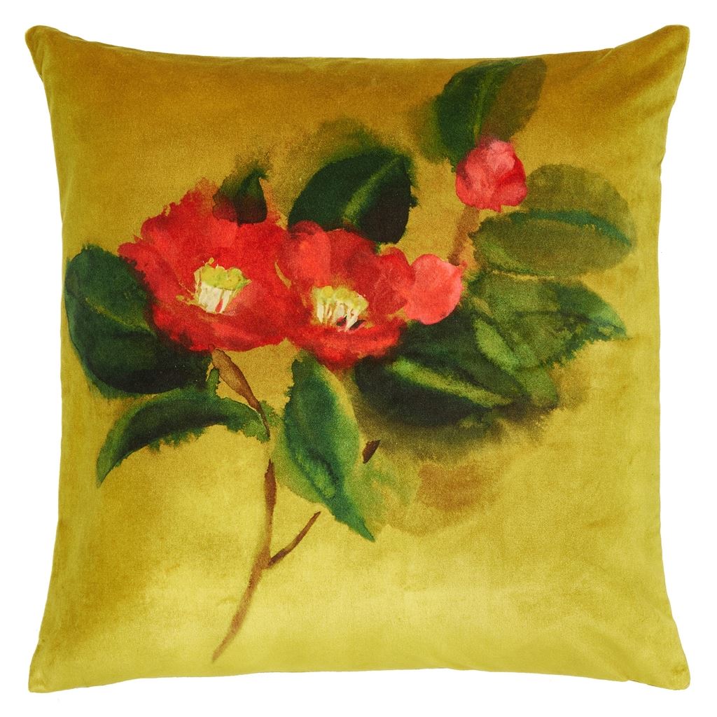 Camellia Velours Mimosa Cushion - Reverse
