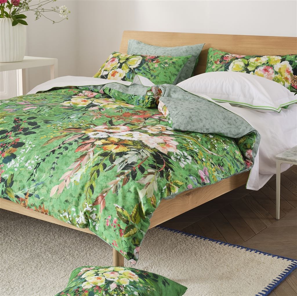 Margaretta Emerald Green Cotton Bed Linen Set