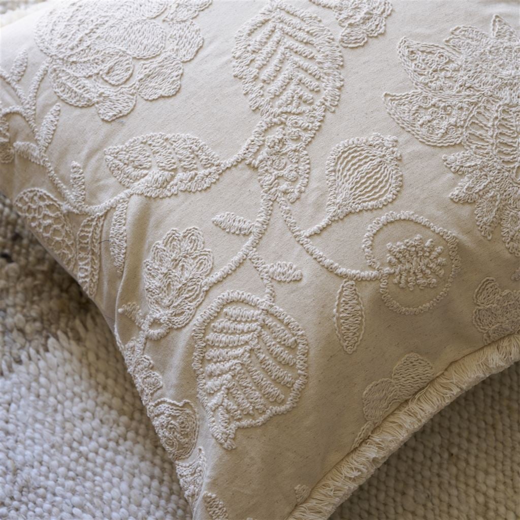 Daphne Chalk Embroidered Cushion