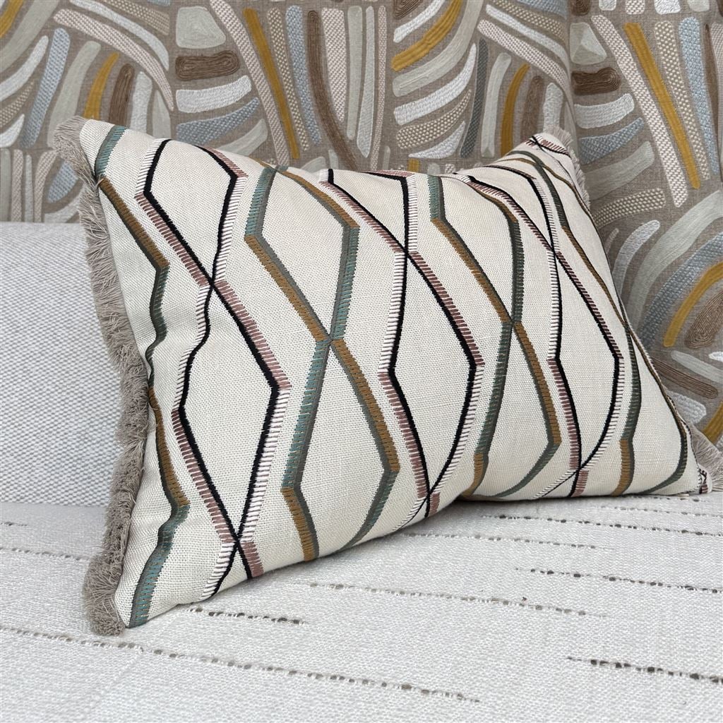 Trevenna Olive Embroidered Cushion