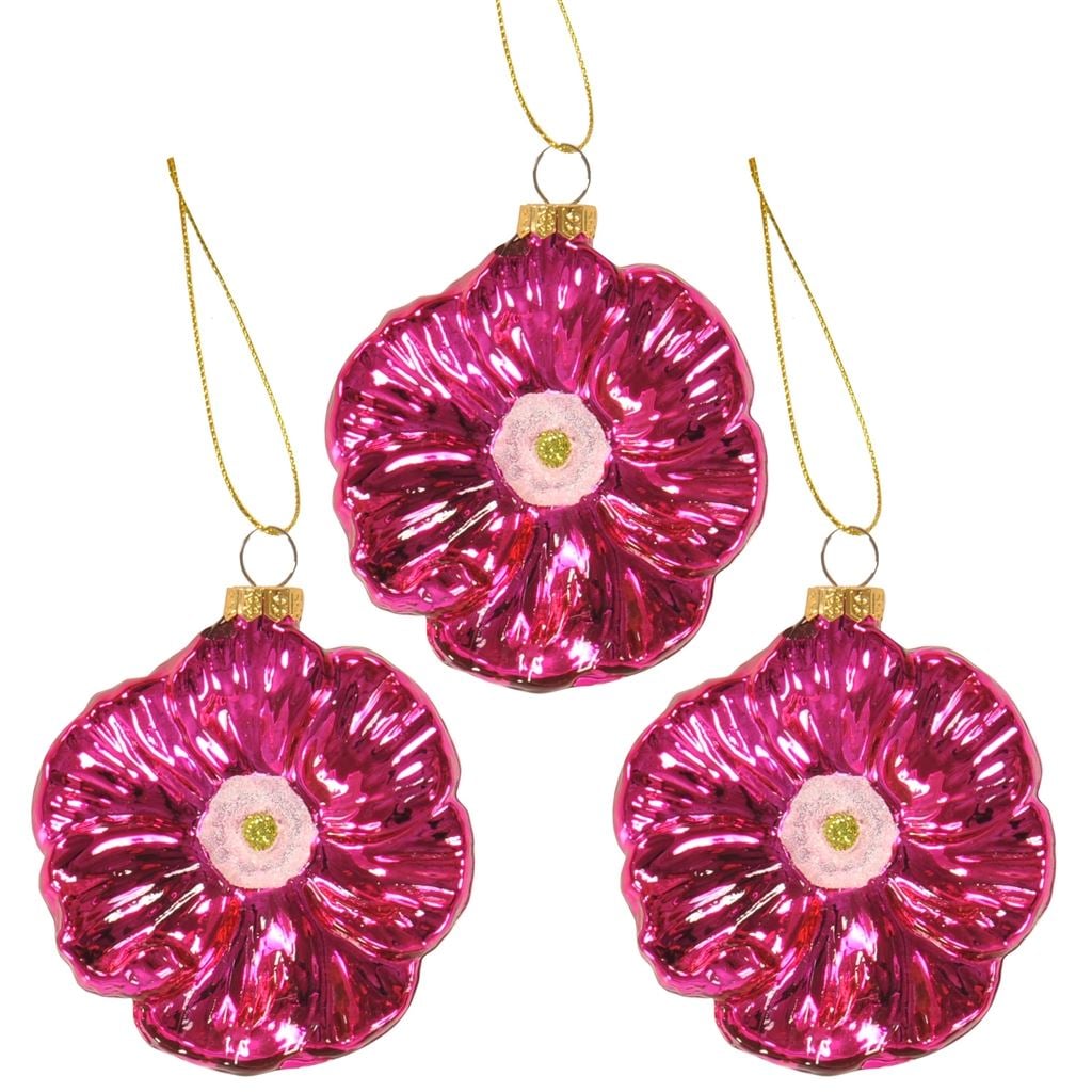 Pink Poppy Decoration Set Of 3 