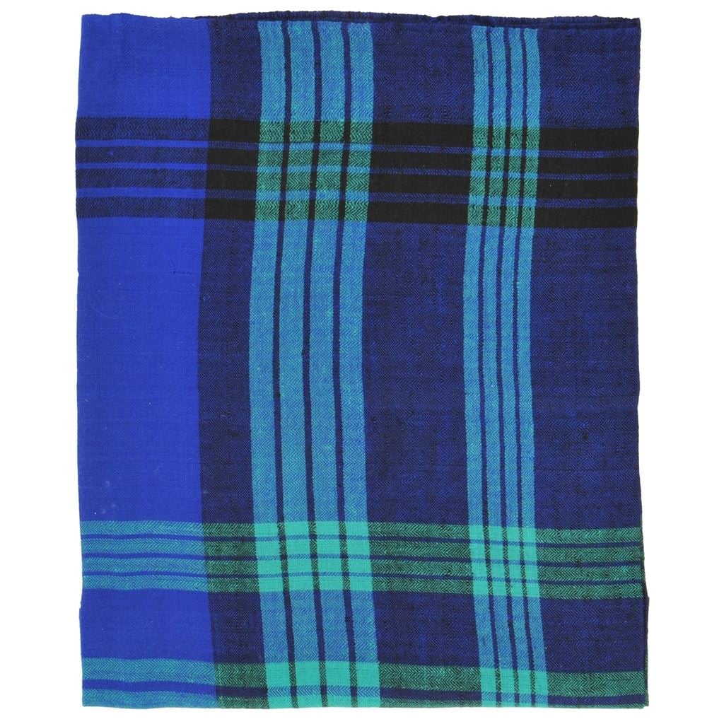 Bold Check Cashmere Scarf Emerald, Lime & Indigo 