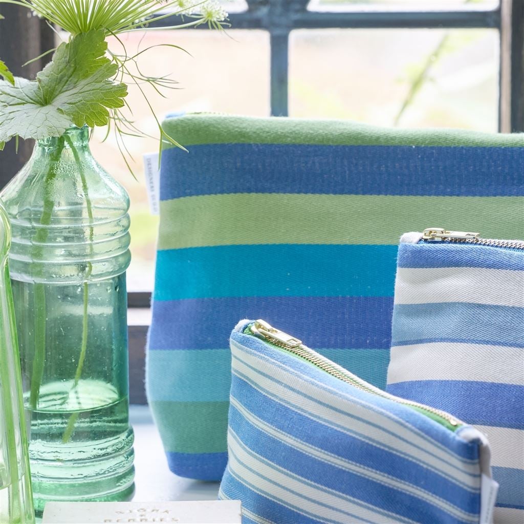 Cork Street Stripe Cobalt  Large Washbag 