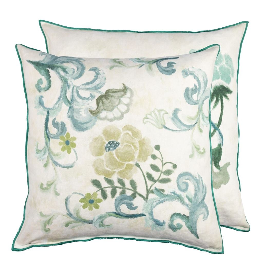 Osier Damasse Eau de Nil Cushion