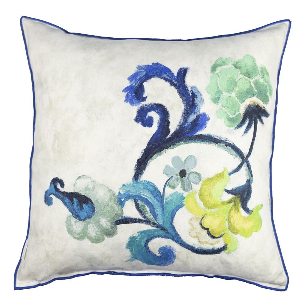 Osier Damasse Cobalt Cushion - Reverse