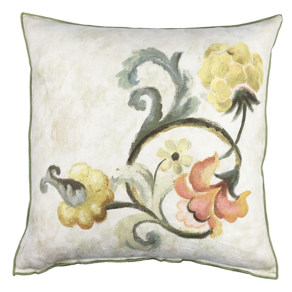 Osier Damasse Travertine Cushion - Reverse