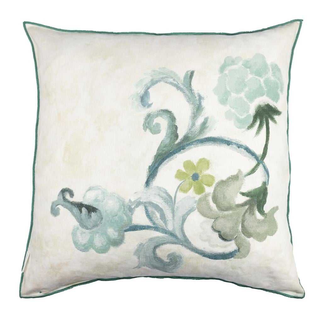 Osier Damasse Eau de Nil Cushion - Reverse