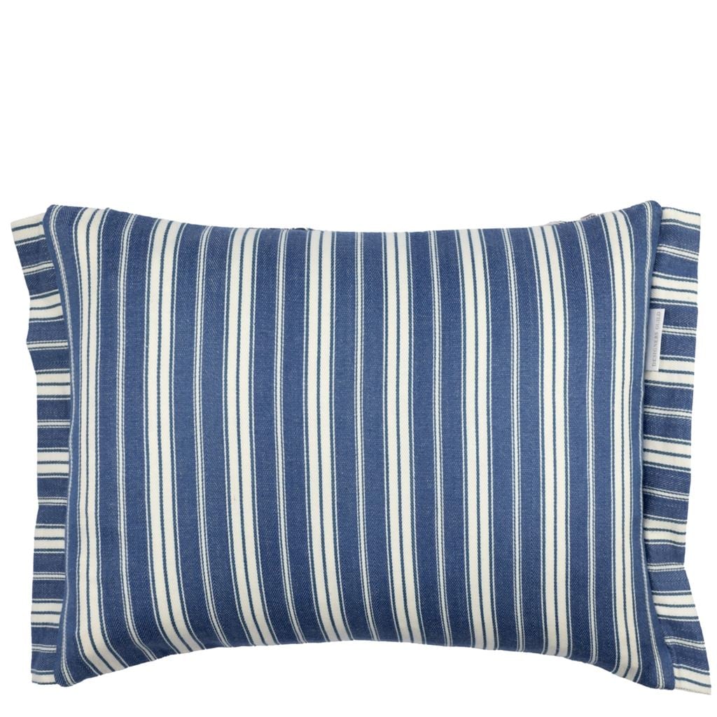 Toile Vichy Indigo Cushion - Reverse