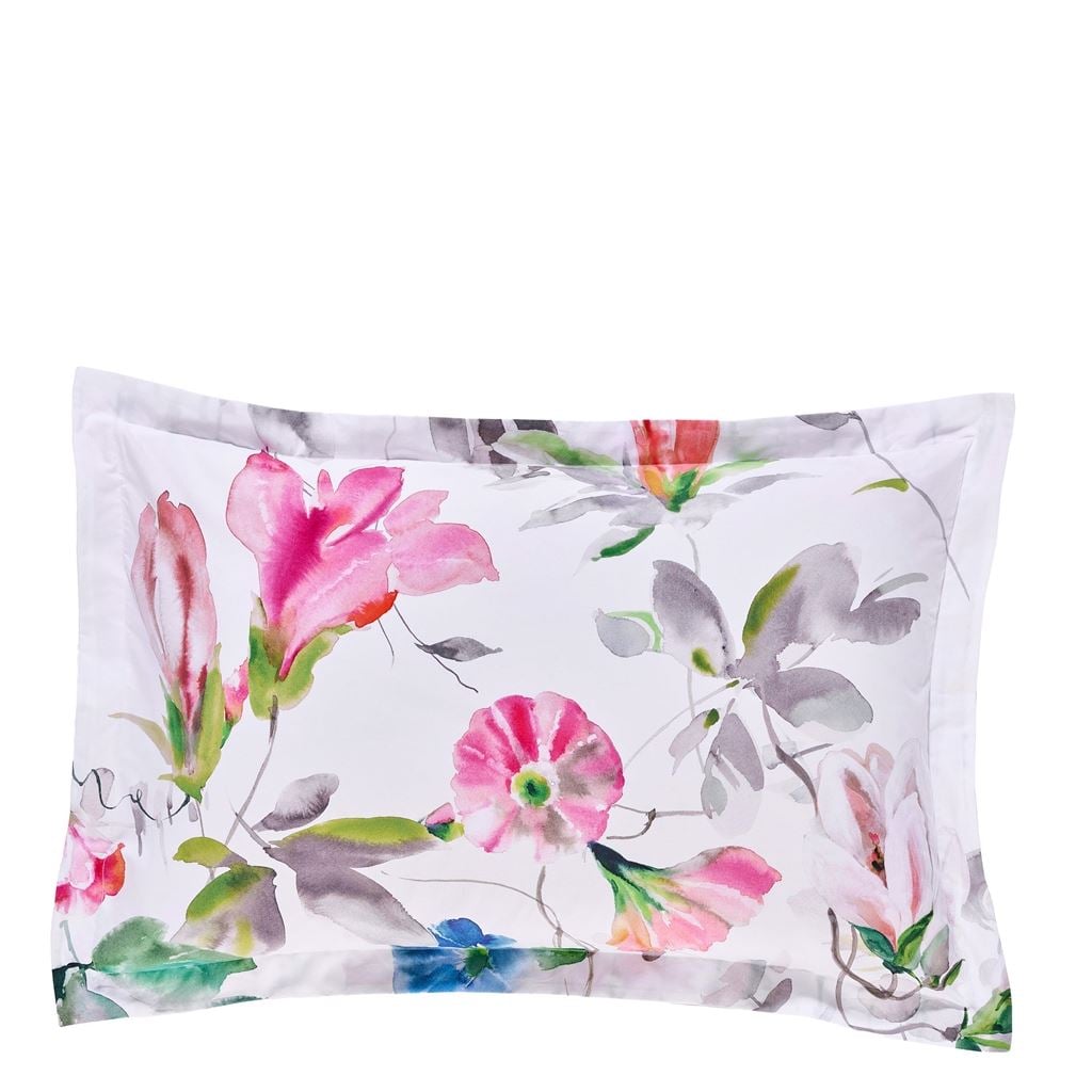 Japanese Magnolia Fuchsia Oxford Pillowcase Pair - Reverse