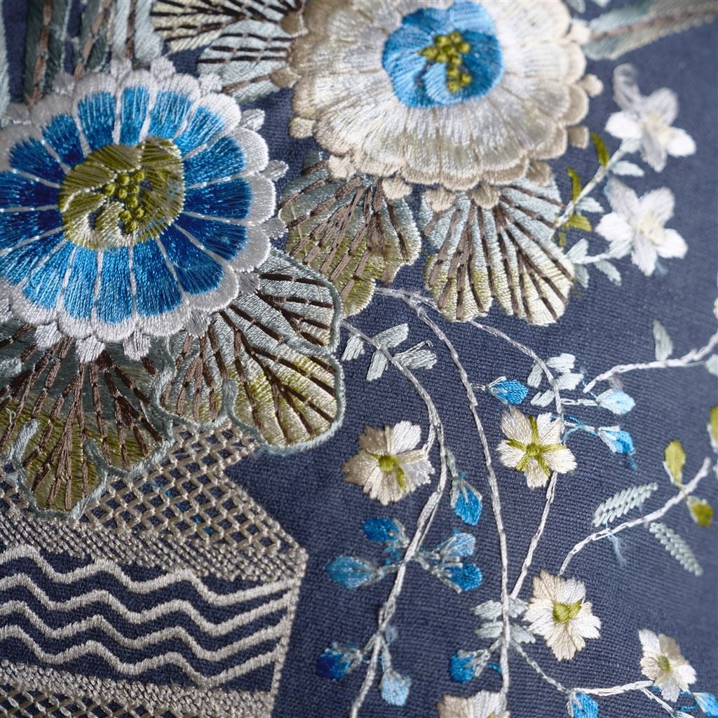 Palette Provençale Indigo Embroidered Cushion