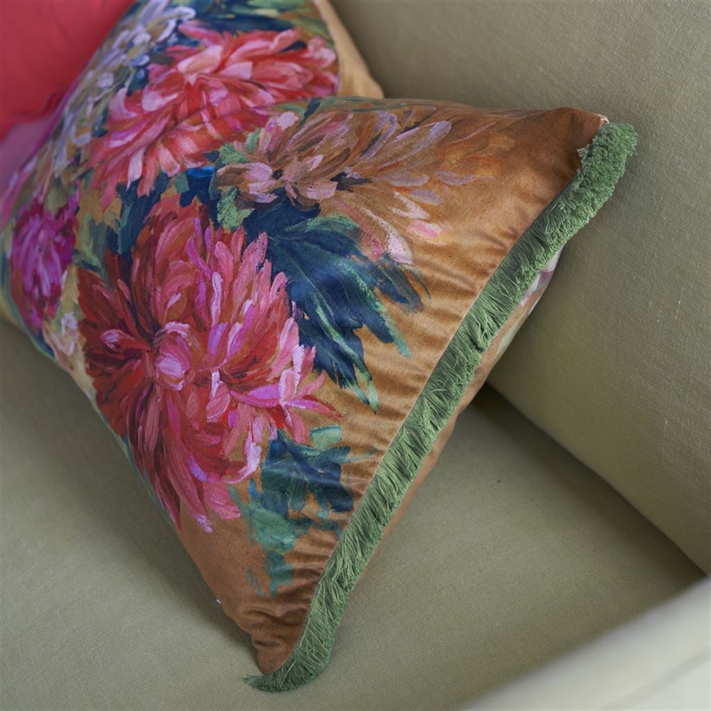 Fleurs D Artistes Velours Terracotta Kissen