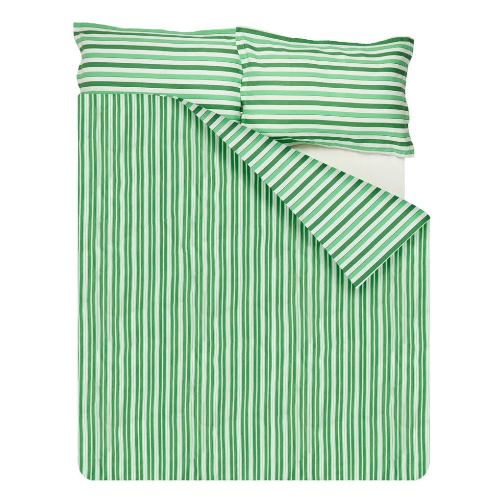 Burlington Stripe Emerald Stripe Double Duvet Cover - Reverse
