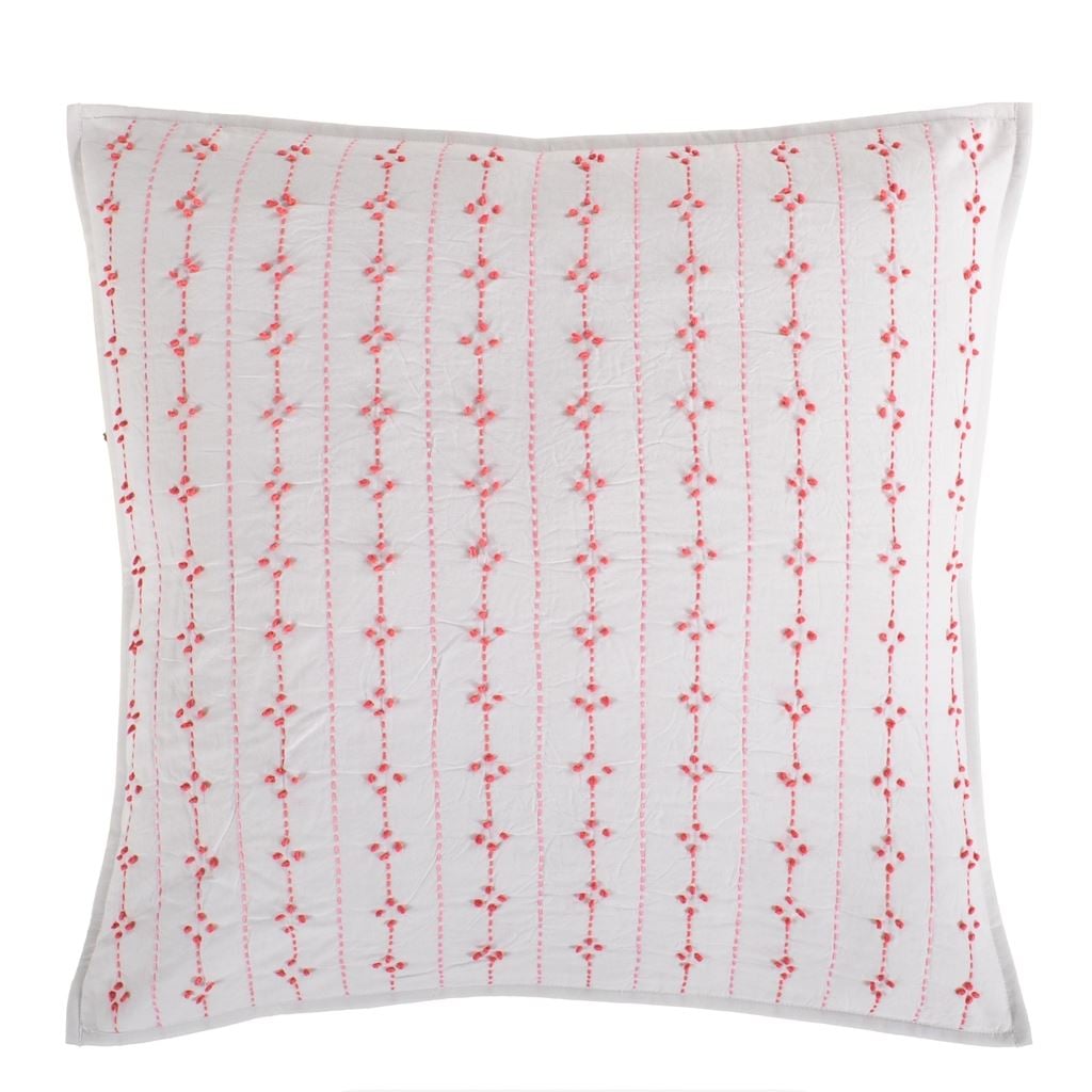 Embroidered Cushion Fuchsia 