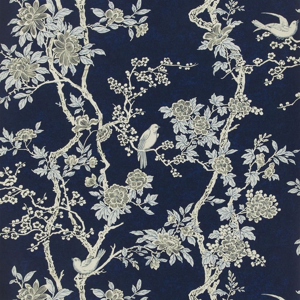 Marlowe Floral - Prussian Blue Large Sample