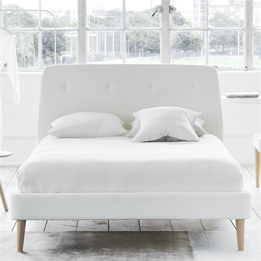 Cosmo Bed - White Buttons - Superking - Beech Leg - Cassia Chalk