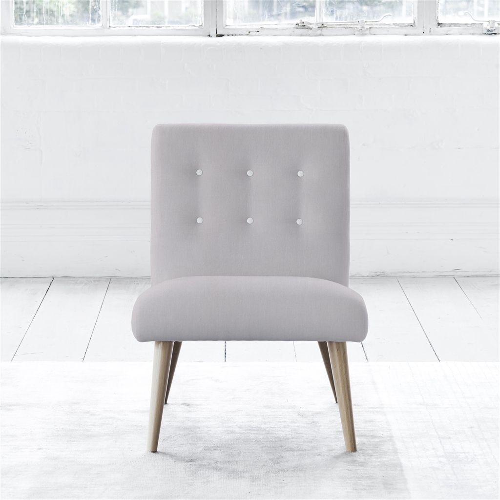 Eva Chair - White Buttons - Beech Leg - Brera Lino Platinum