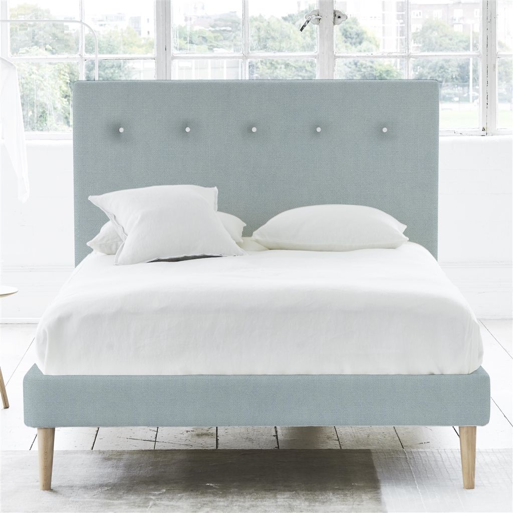 Polka Bed - White Buttons - Single - Beech Leg - Brera Lino Lapis