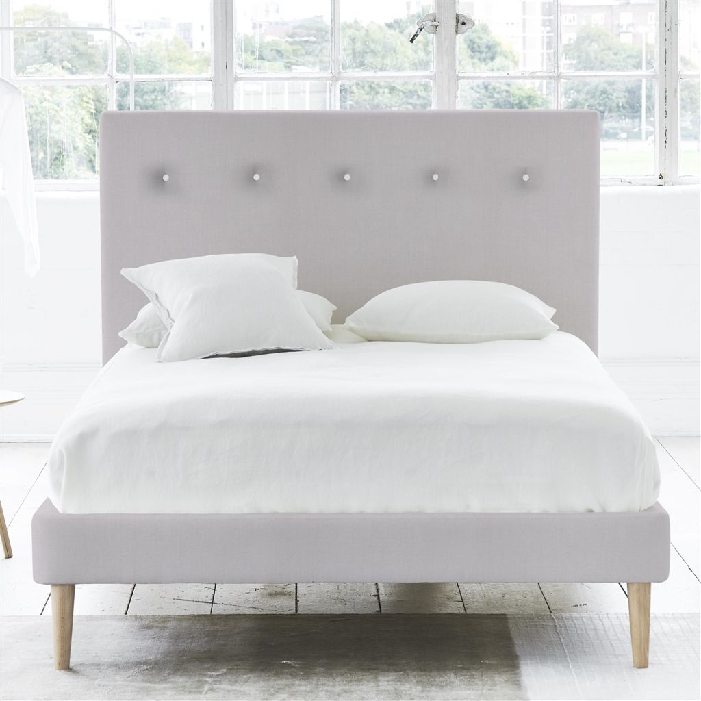 Polka Bed - White Buttons - Superking - Beech Leg - Brera Lino Plat...