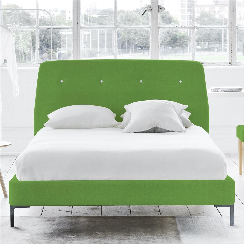 Cosmo Bed - White Buttons - Superking - Metal Leg - Cassia Grass