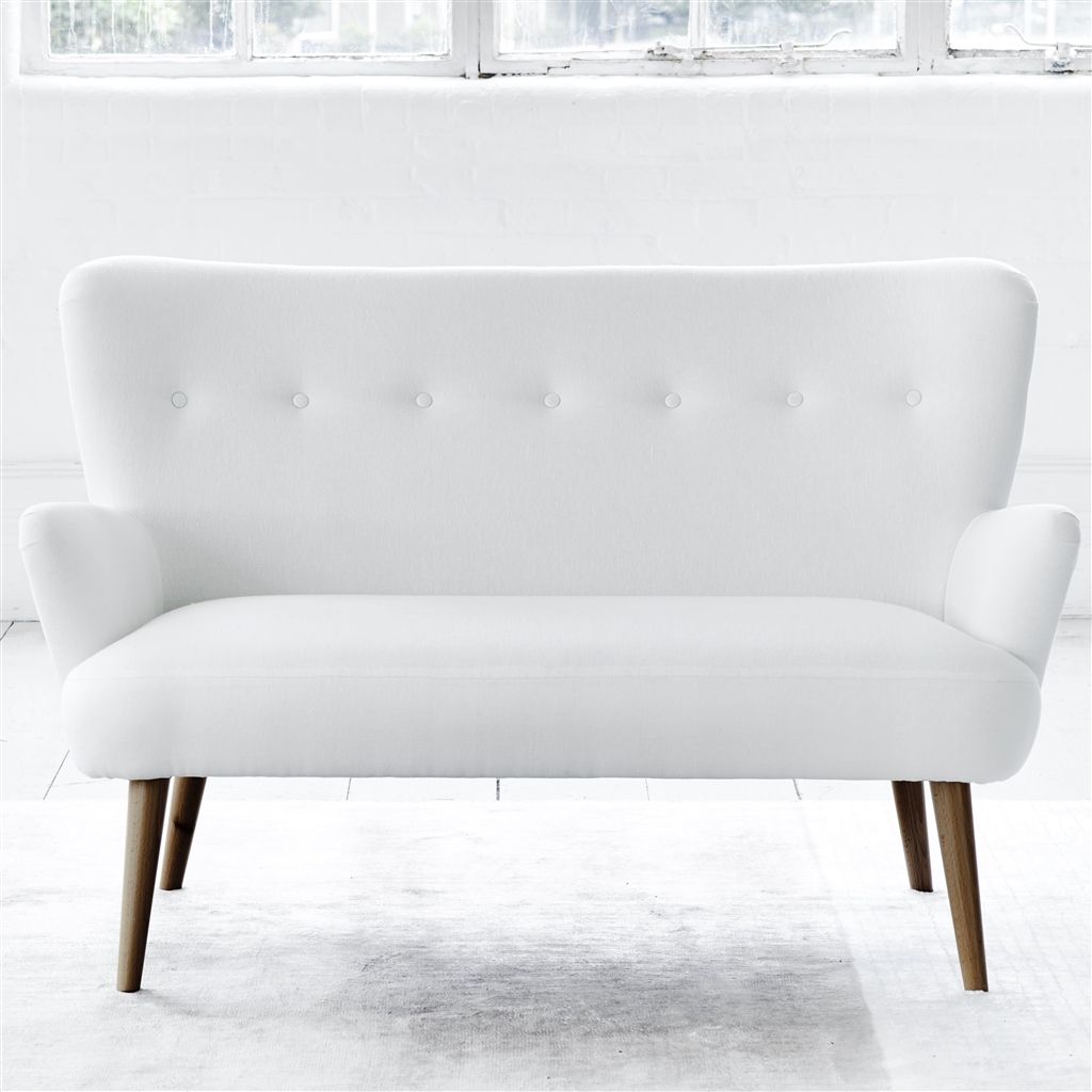 Florence 2 Seater - White Buttons - Walnut Leg - Brera Lino Alabaster