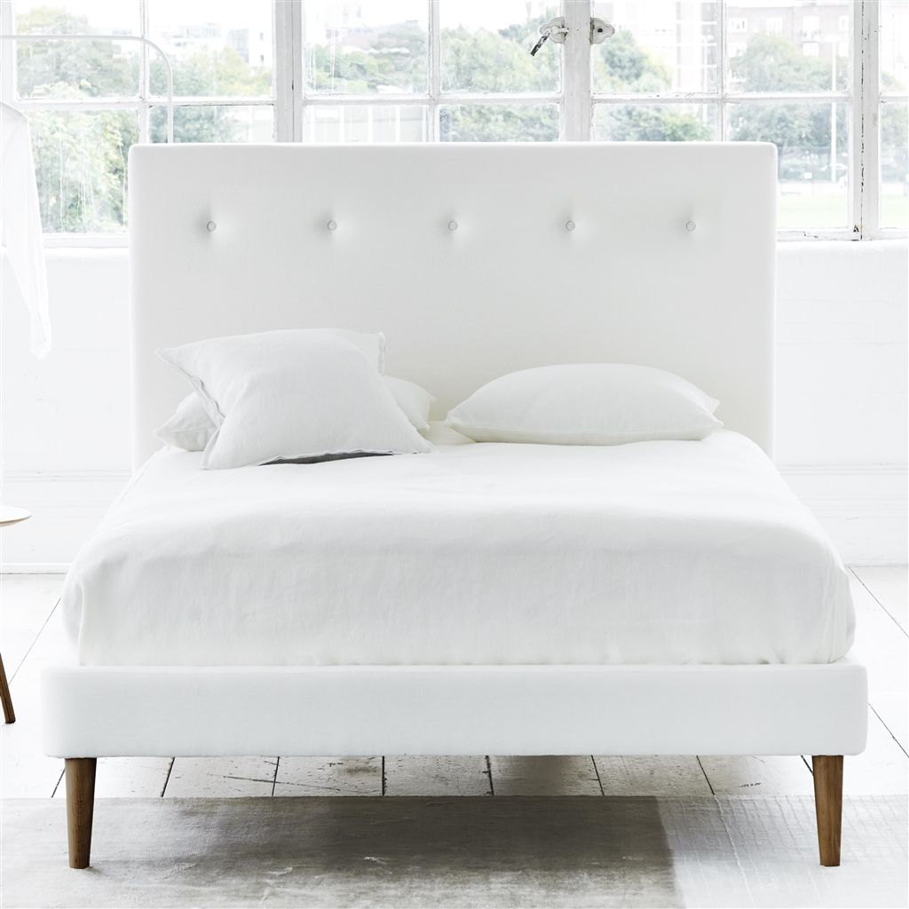Polka Bed - White Buttons - Superking - Walnut Leg - Cassia Chalk