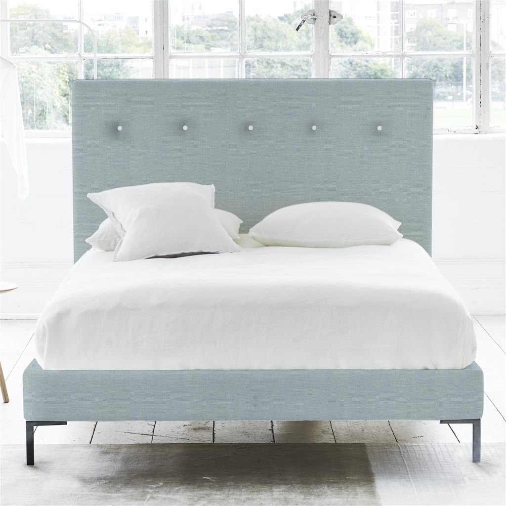 Polka Bed - White Buttons - Superking - Metal Leg - Brera Lino Lapis