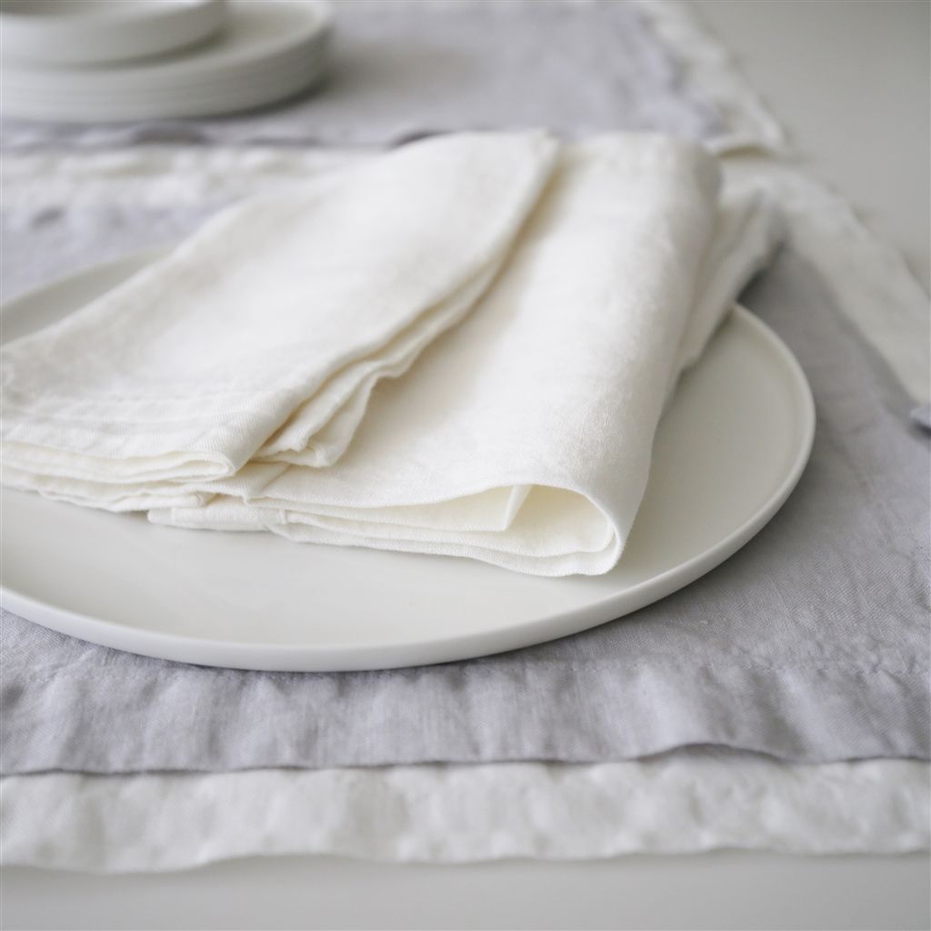 Lario Alabaster Linen Table Cloth, Runner, Placemats & Napkins