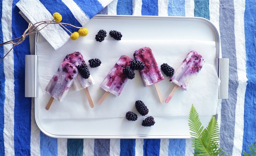 Coconut & blackberry ice lollies                                      